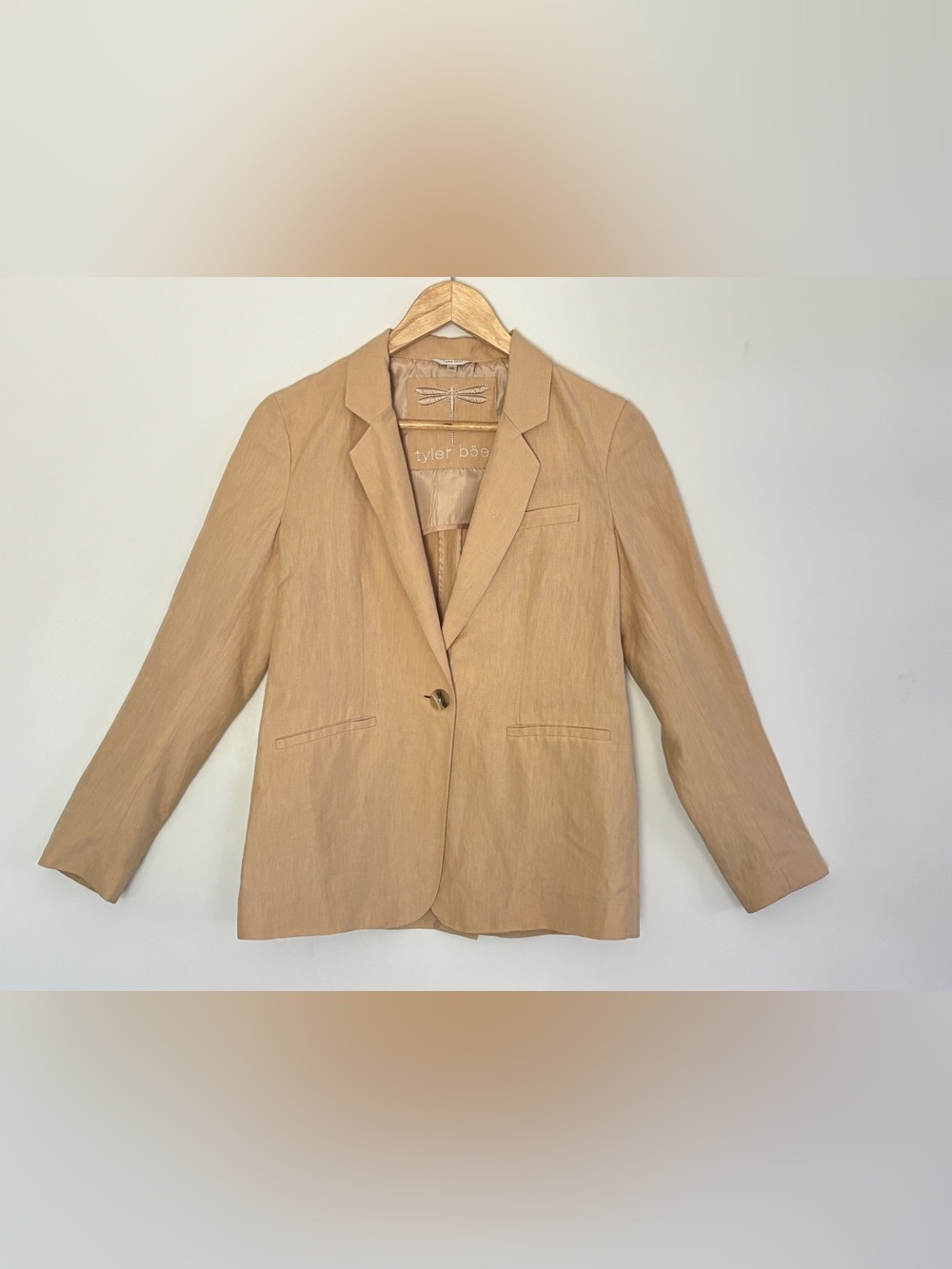 Tyler Boe Silk Linen Blazer Jacket Size XS flawed Career Preppy Neutral d43